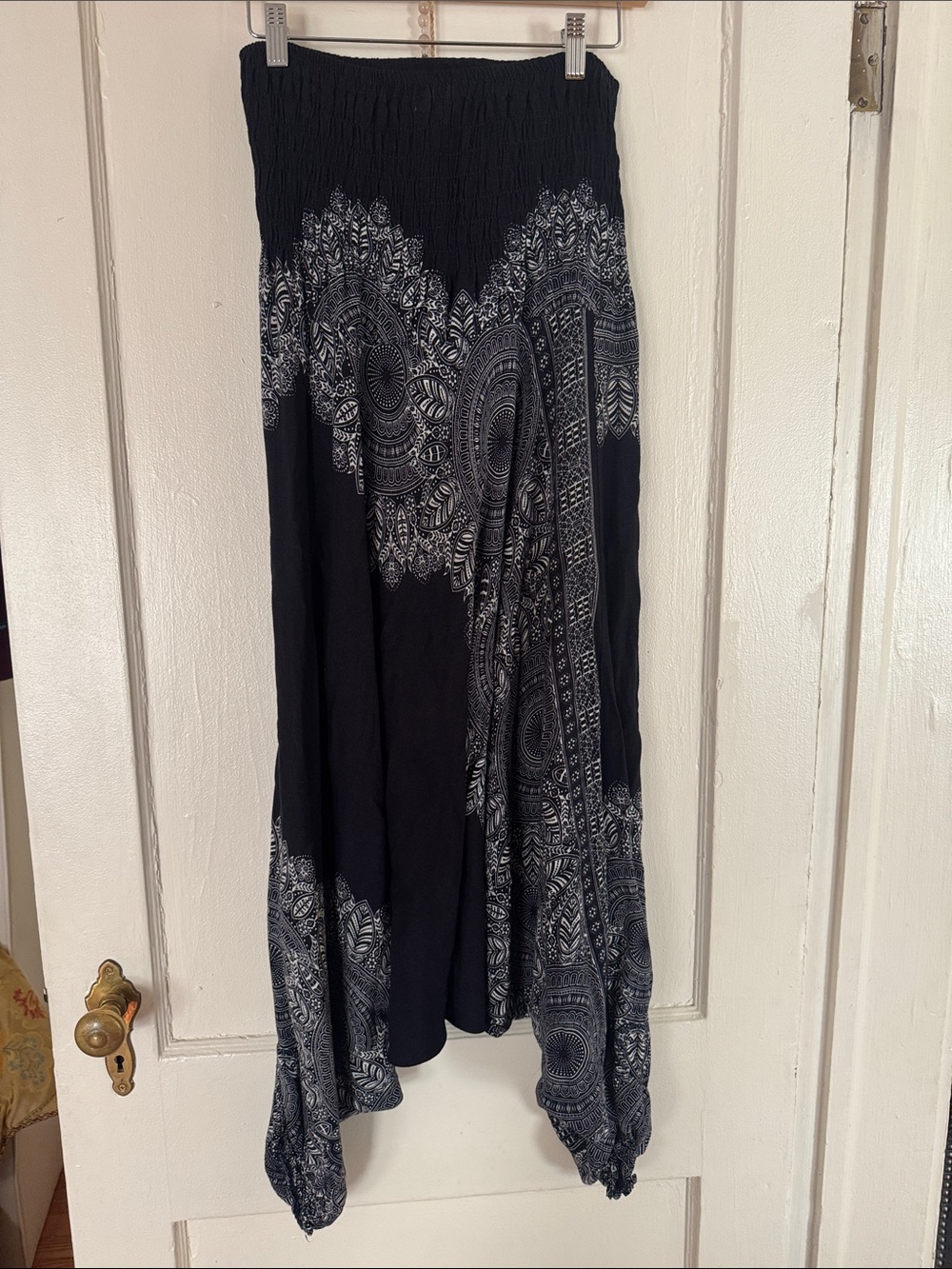 Black Printed Harem Pants - Lightweight Boho Style